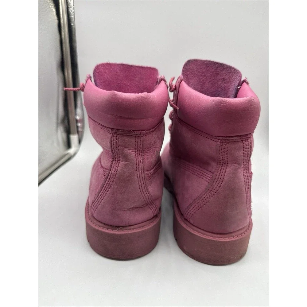 Timberland Premium Boots Unisex Pink Leather Waterproof Boots Size M/5.5 W/7